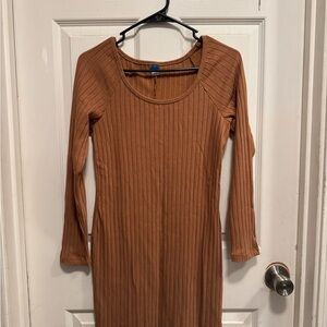 Old Navy Ribbed Brown Long Sleeve Dress